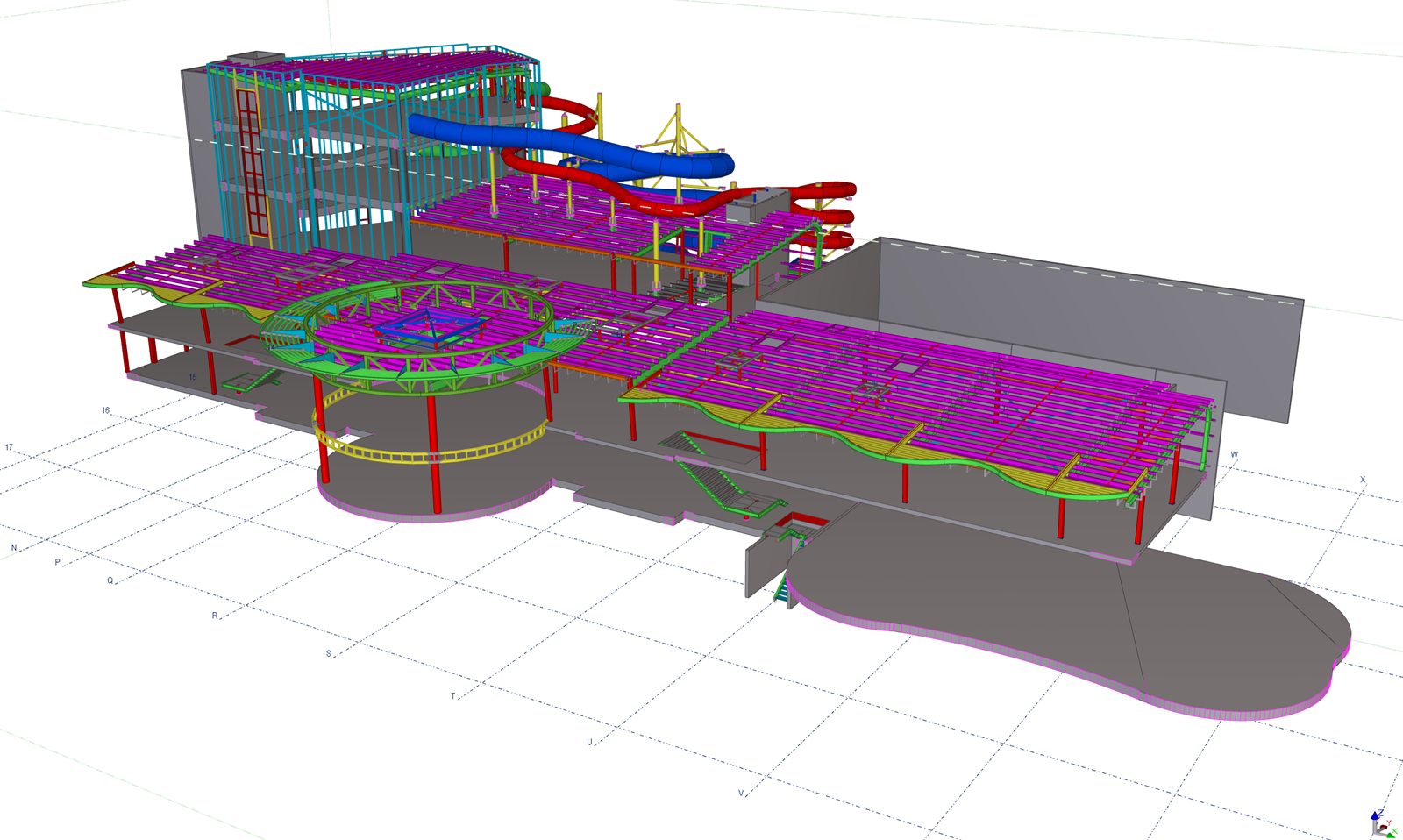 The Beachouse structural steel 3D model detailed in Tekla Structures